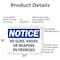 Signmission No Guns Knives Or Weapons On Premises OSHA Notice Sign, Aluminum, 24in W x 18in L, 2PK OS-2PACK-NS-A-1824-L-16135 - alternate 5